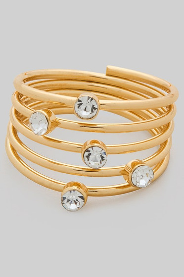 Brass Stack Ring With Cz Stones