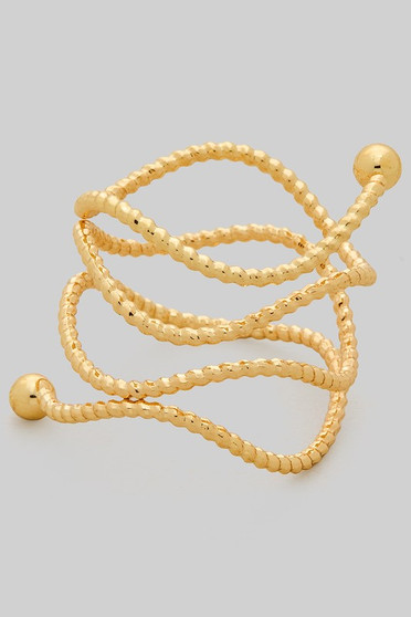 Brass Twisted Diamond Cut Ring