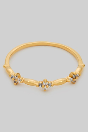 Delicate Brass Ring With Mini Cz Pave Clusters