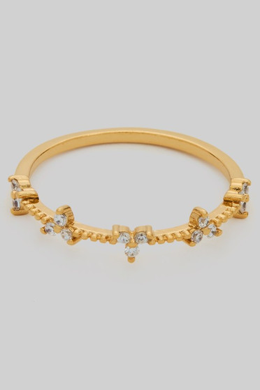 Delicate Textured Ring With Cz Clusters