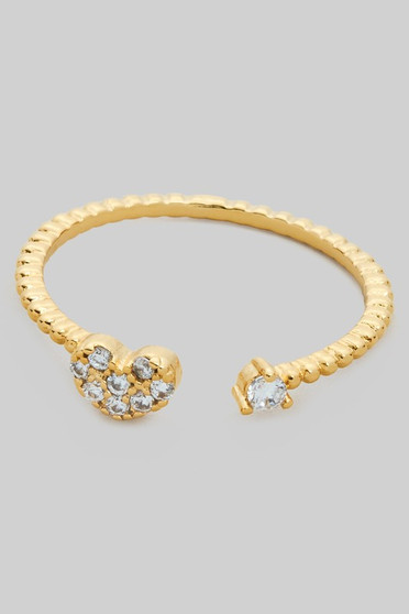 Dainty Diamond Cut Cz Heart Ended Ring