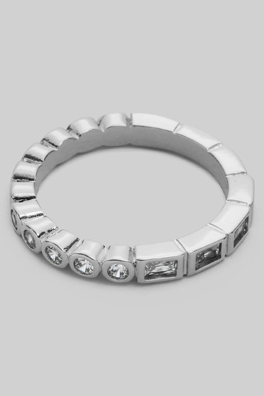 Baguette And Round Cz Ring