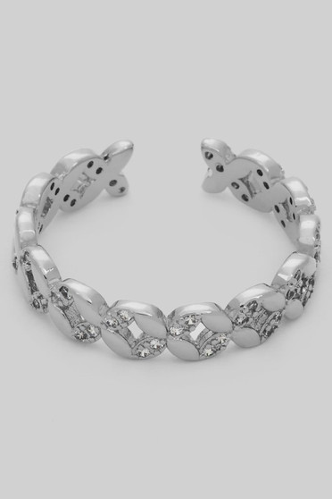 Star Cutout Link Ring With Cz Pave