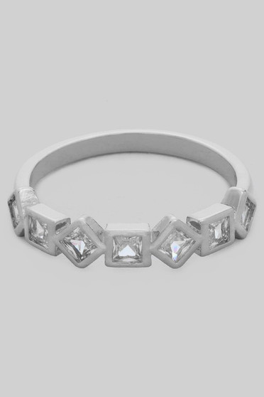 Brass Ring With Diamond And Square Shaped Cz
