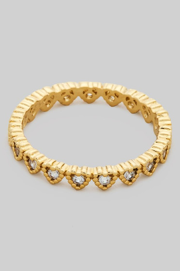 Delicate Heart Link Ring With Cz Pave