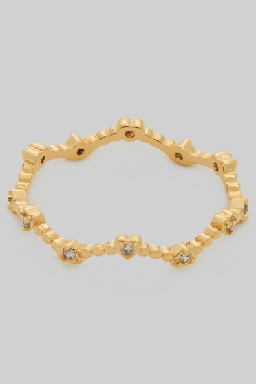 Wavy Brass Ring With Cz