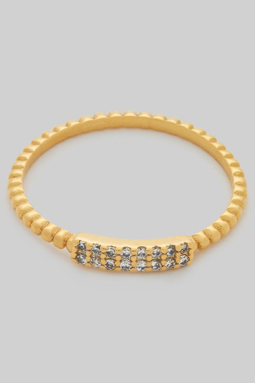 Diamond Cut Brass Ring With Cz Pave Row