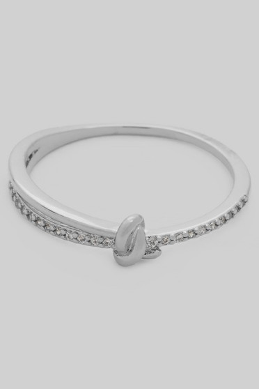 Delicate Brass Knot Ring With Cz Pave