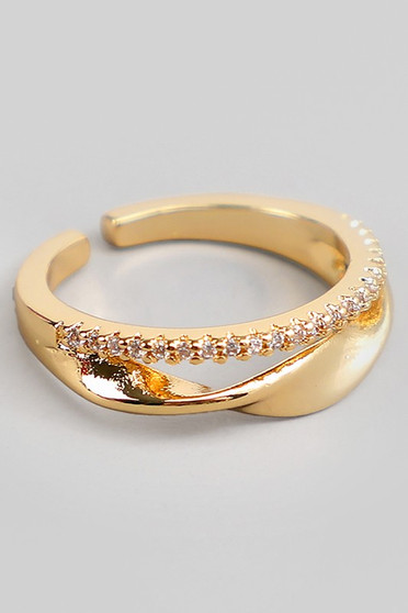 Brass Two Row Cz Pave Ring