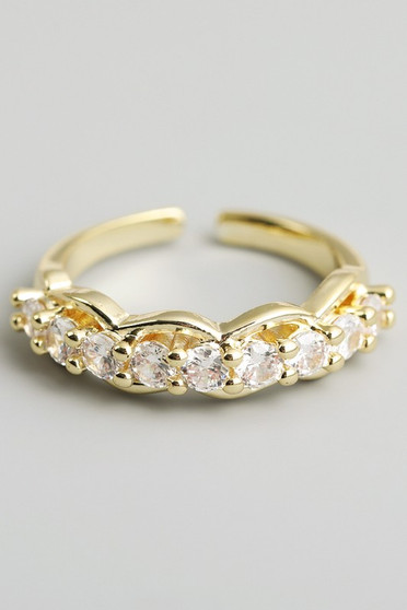 Brass Chain Ring With A Row Of Cz