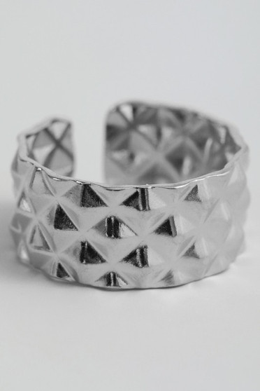 Spiked Textured Brass Cuff Ring
