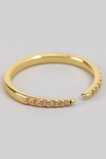 Brass Spike Ended Ring With Cz Micro Pave