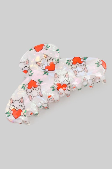 Marbled Acrylic Anime Heart Cat Hair Clip