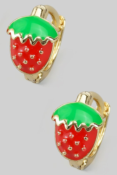 Dainty Lacquered Strawberry Hoops