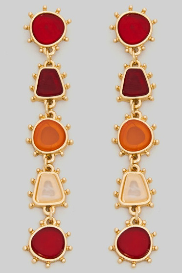 Pronged Color Geo Drop Earrings