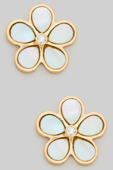 Mop Flower Petal Post Earrings