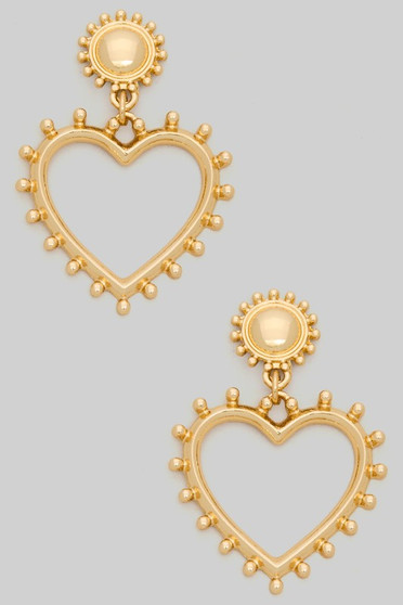 Pronged Heart Drop Earrings