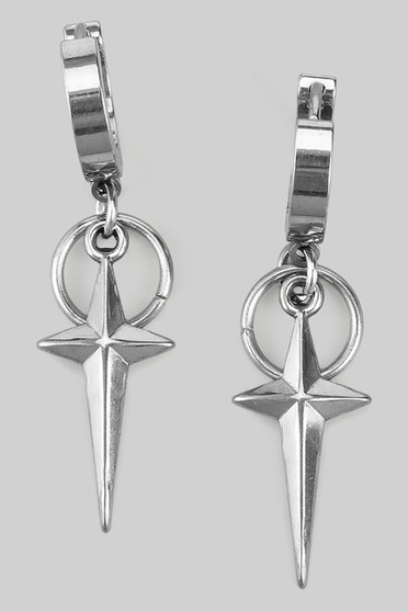 Stainless Steel Huggies With Dagger Cross Charm