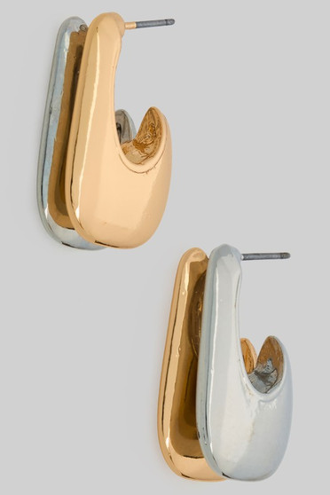 Two Tone Double Sided Post Earrings