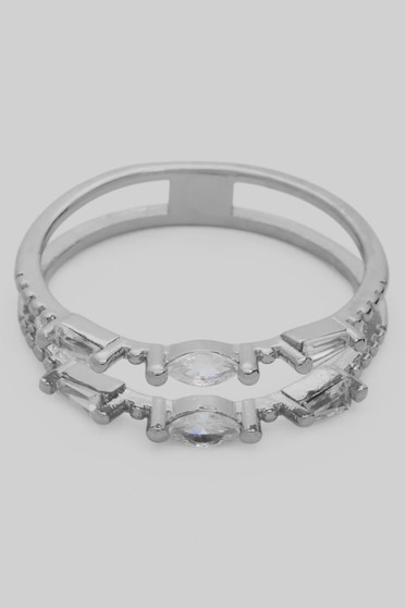 Delicate Split Stack Ring With Geo Cz