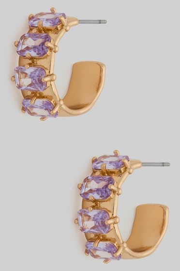 Prong Setting Baguette Stone Hoops