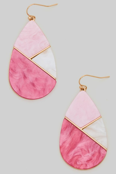 Marbled Acrylic Tiled Teardrop Earrings
