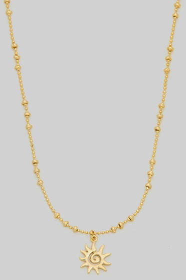 Spiral Sun Pendant Ball Chain Necklace