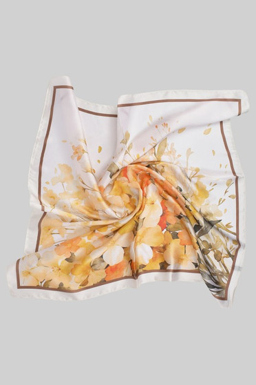 Lovely Floral Pattern Silky Square Scarf