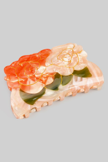 Colorful Marbled Acrylic Rose Hair Clip