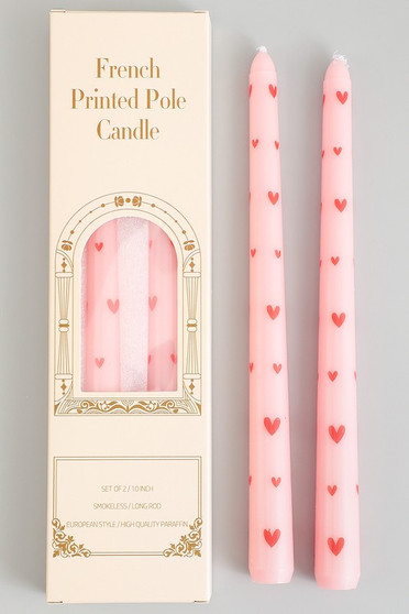 French Heart Printed Pole Candle