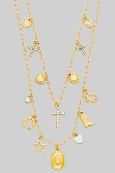 Heart And Cross Charm And Cowboy Charm Necklaces