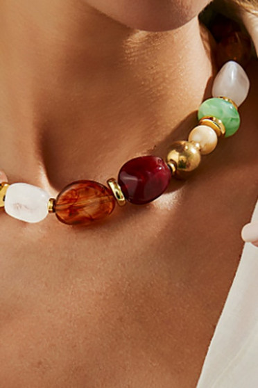 Mixed Multi Colored Resin Acrylic Chunky Necklace