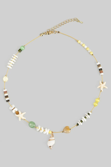 Shell And Stone Beaded Wire Necklace