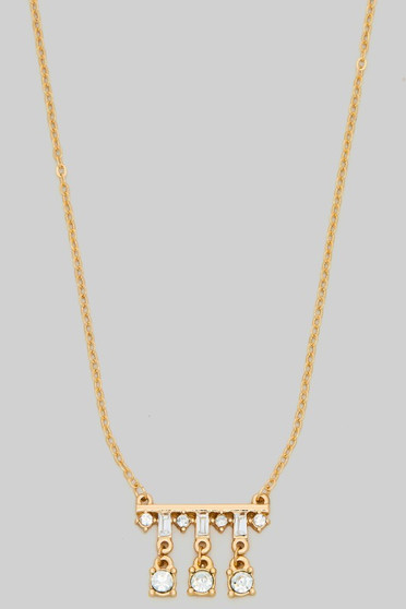 Three Stone Bar Pendant Necklace