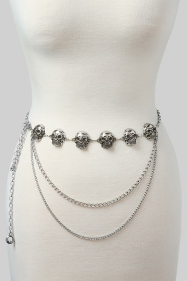 Draped Ornate Skull Ink Chain Belt