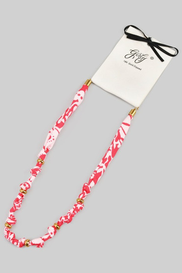 Floral Fabric Wrapped Chain Necklace