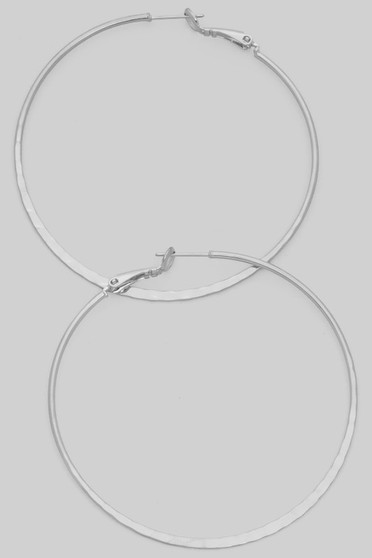 Hammered Flat Brass Everyday Hoops