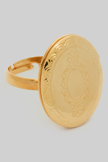 Adjustable Filigree Oval Locket Ring