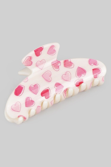 Pink Heart Print Hair Clip