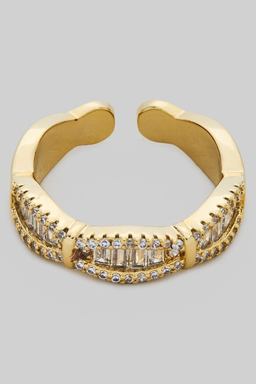 Cz Baguette And Pave Ring