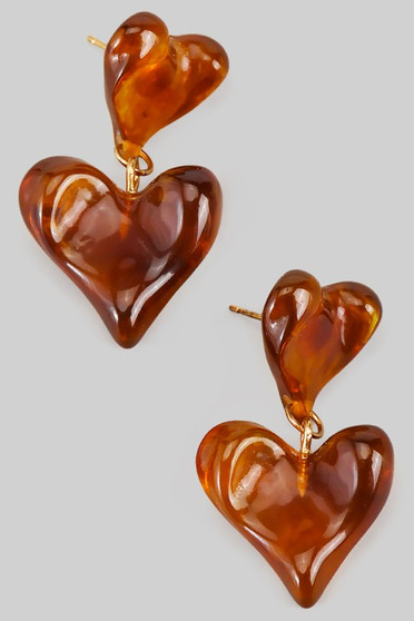 Textured Acrylic Heart Drop Earrings