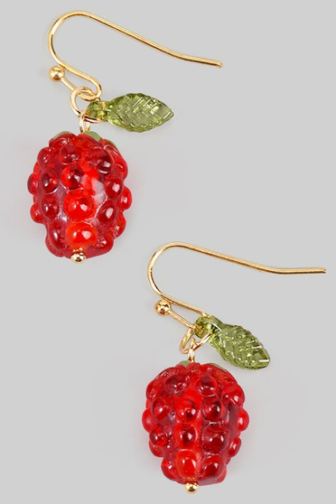 Acrylic Raspberry Fish Hook Earrings
