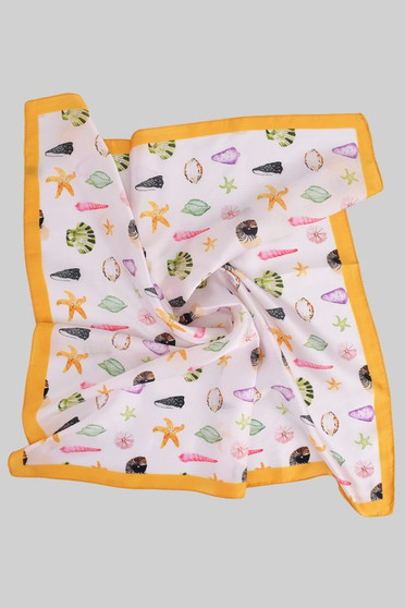 Sea Shell Motif Silky Square Scarf