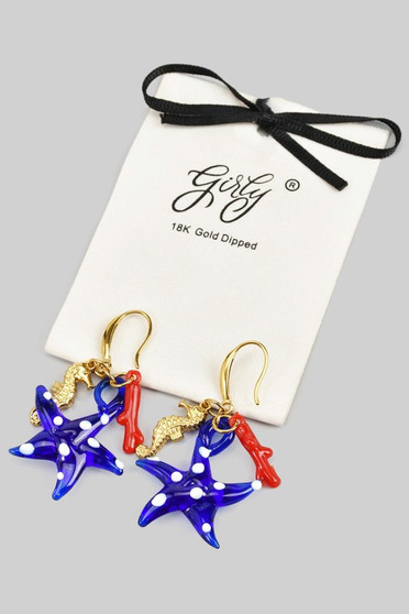 18K Gold Dipped Sea Charm Drop Earrings