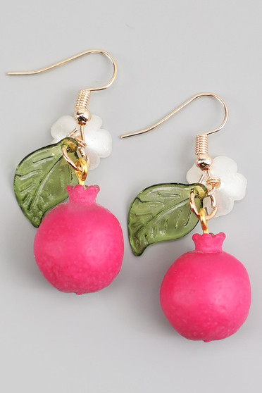 Pomegranate Drop Earrings With Flower