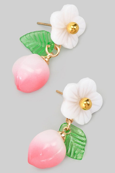 Flower Stud And Dangling Peach