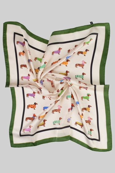Dressed Up Dachshund Silky Square Scarf