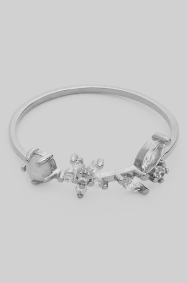 Delicate Cz Floral Ring With Pearl