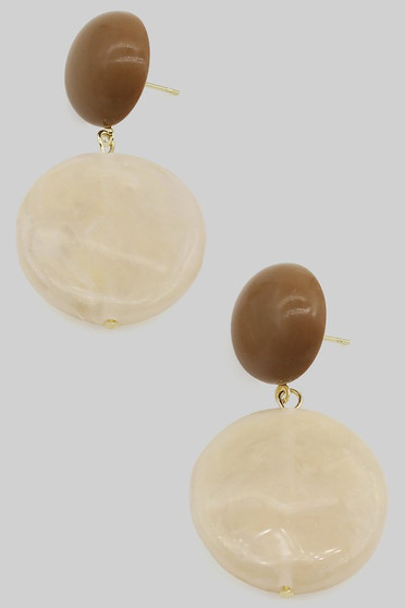 Contrasting Acrylic Resin Circle Drop Earrings