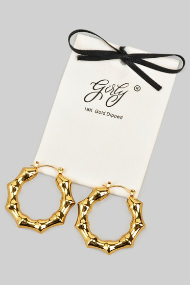18K Gold Dipped Bamboo Hoops